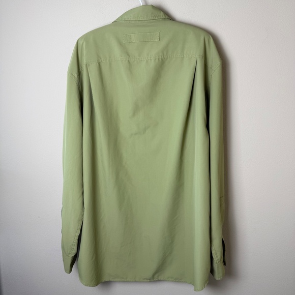 Duluth Trading No Worries Long Sleeve Shirt Mens Large Green Sweat Wicking Snap - Picture 3 of 8